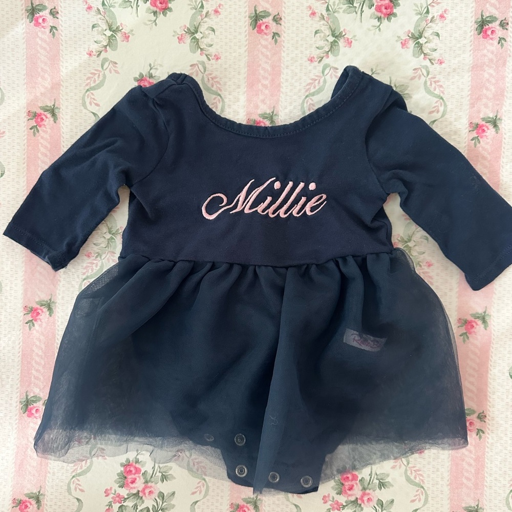 Millie Ruffle Butt Navy Blue Baby Dress
